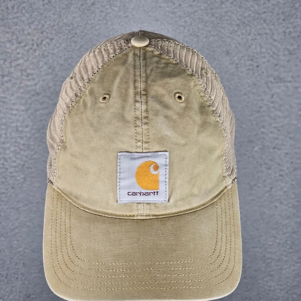 Carhartt Hat Mens OSFA Tan Buffalo Mesh-Back Cap Trucker Snapback 100286